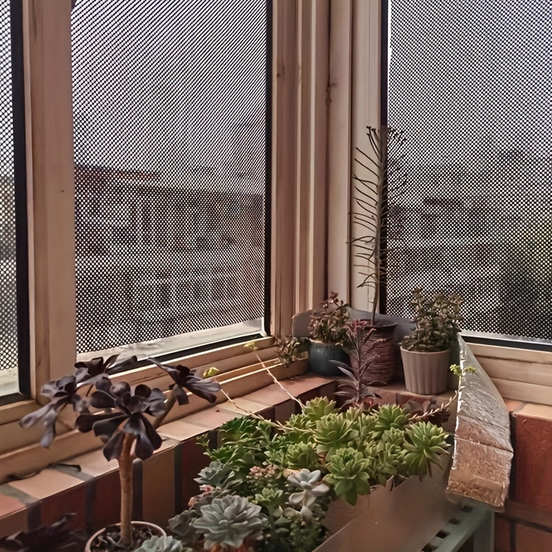 1 roll Stained Glass Window Privacy Film - Non-Adhesive, UV Sun Blocking, One-Way Perforated, Black Vinyl Stickers for Bathroom Door Coverings and Printable Engraved Designs